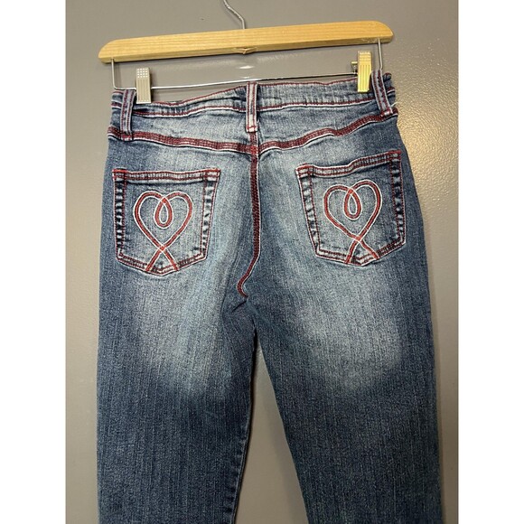 Laze Jeans Jeans Womens 3 Blue Skinny Ankle Zip Red Stitching Heart Pockets - Picture 7 of 11